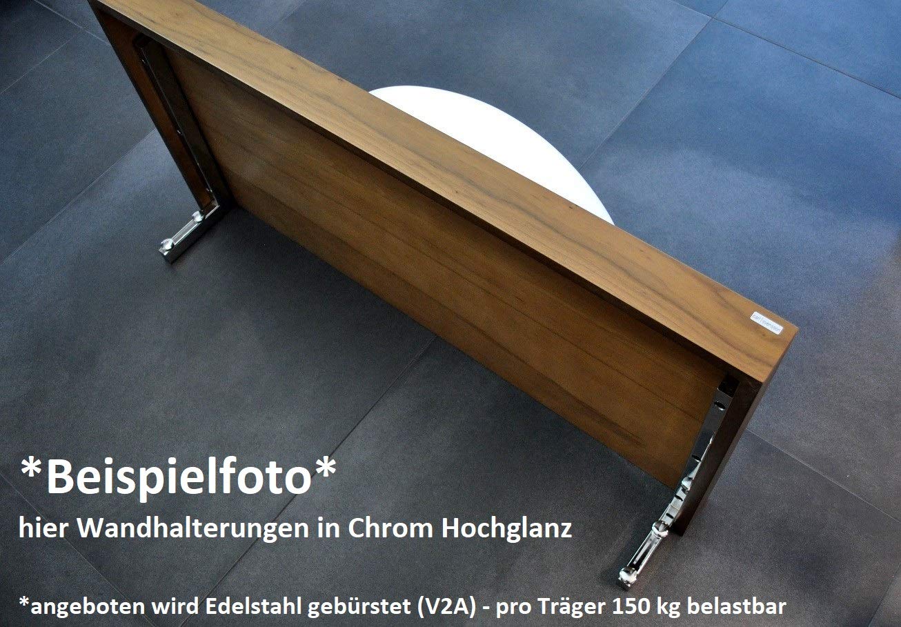 2er Set V2A Wandhalterung 30cm mit Schrauben Waschtischplatte Regalträger Konsolenträger Wandkonsole Edelstahl gebürstet rostfrei 300 kg Traglast