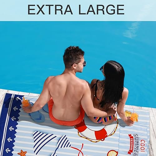 Miniatura 3 de Toalla de playa de microfibra de 72 x 36 pulgadas, extra grande, sin arena, absorbente, toalla personalizada para piscina, natación, artículos