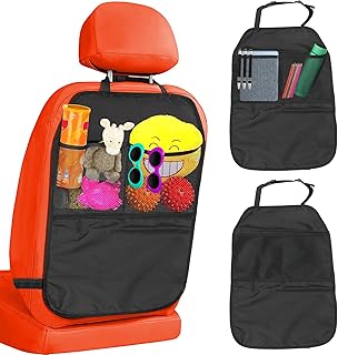 2 Stück Rückenlehnenschutz Auto Kinder, Auto Organizer Kinder Autositz Organizer Wasserdichter Rücksitzschoner mit 2 Netztaschen, Autositz Schutz Rückseite Rückenlehnen-Schutzmatte Rücksitz Organizer