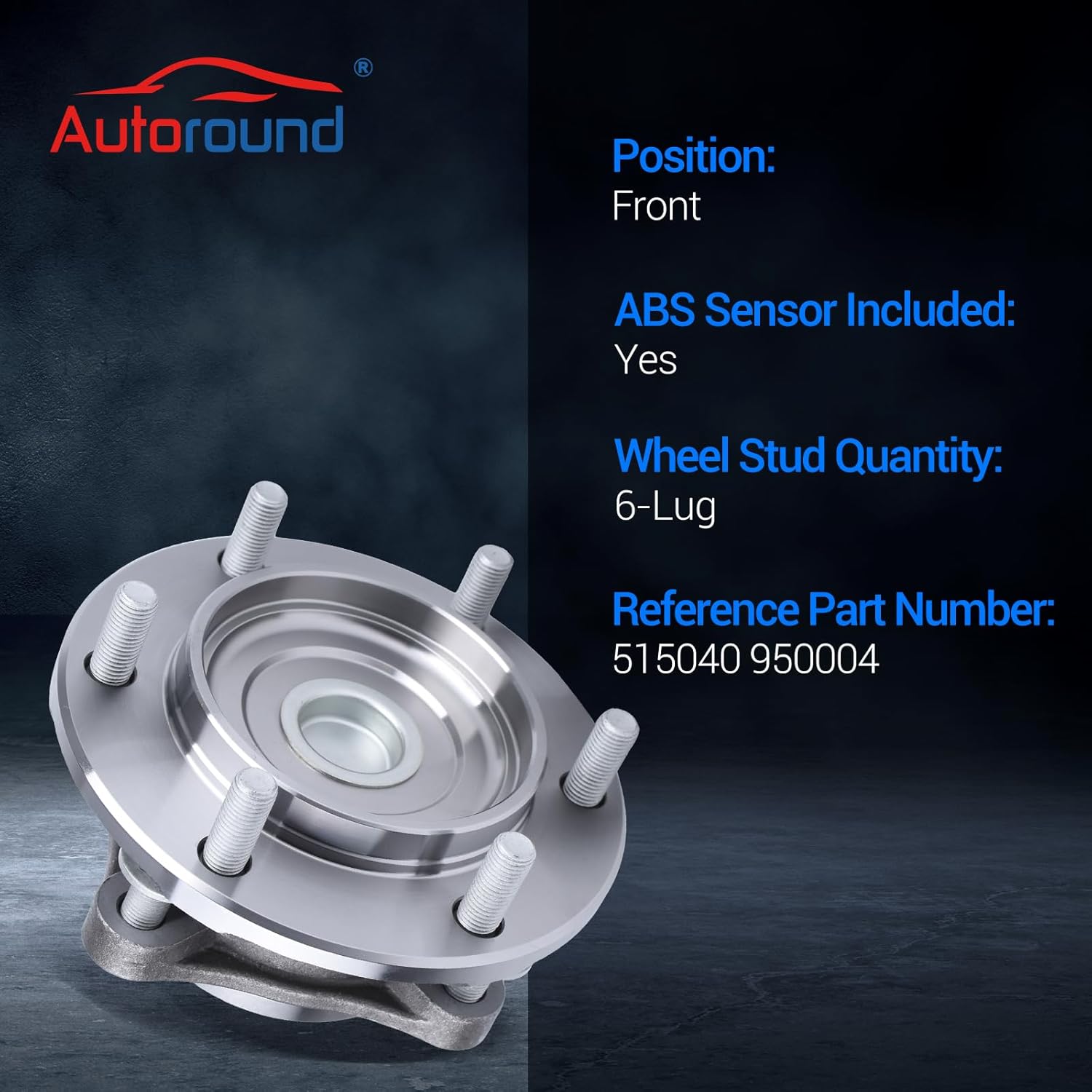 Autoround 515040 2WD Front Wheel Bearing and Hub Assembly Compatible with Toyota Tacoma 2005-2019, 4Runner 2003-2019, FJ Cruiser 2007-2009, 6-Lug w/ABS