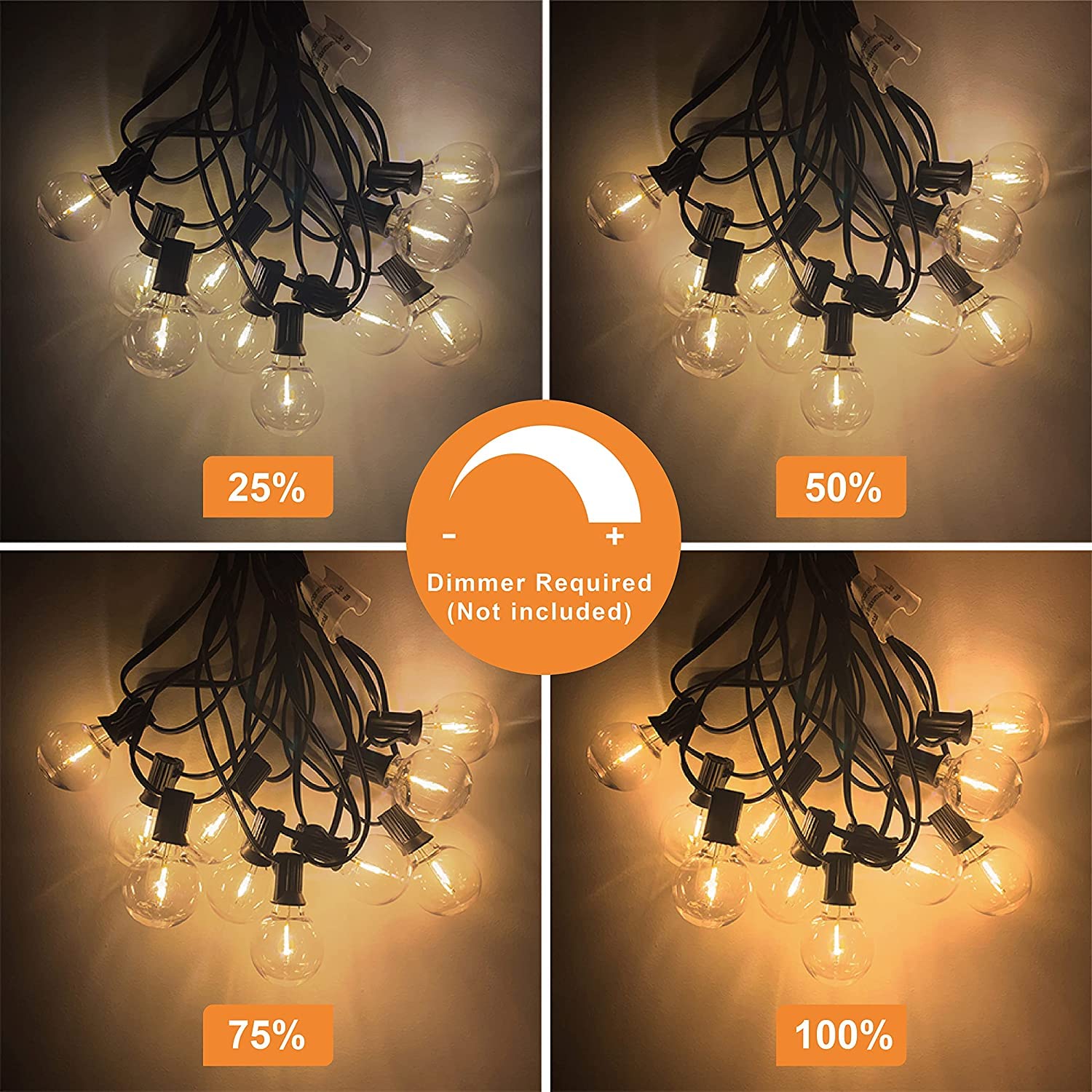Svater Lichterkette Außen, G40 60M Lichterkette Glühbirnen LED mit 100+4 Kunststoff Bruchsicher Birnen, Wasserdicht Outdoor Lichterkette Strom für Garten, Terrasse, Hochzeit, Party, 2700K Warmweiß