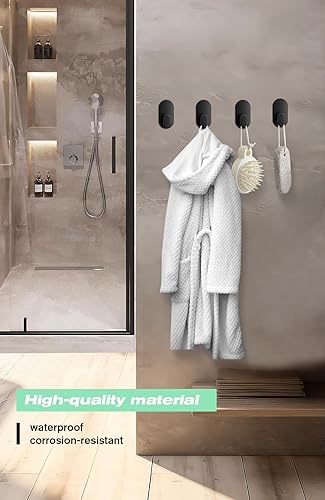 Miniatura 5 de Ganchos adhesivos, paquete de 4 ganchos de montaje en pared, ganchos adhesivos de carga máxima de 18 libras para colgar batas, toallas, sombrero,