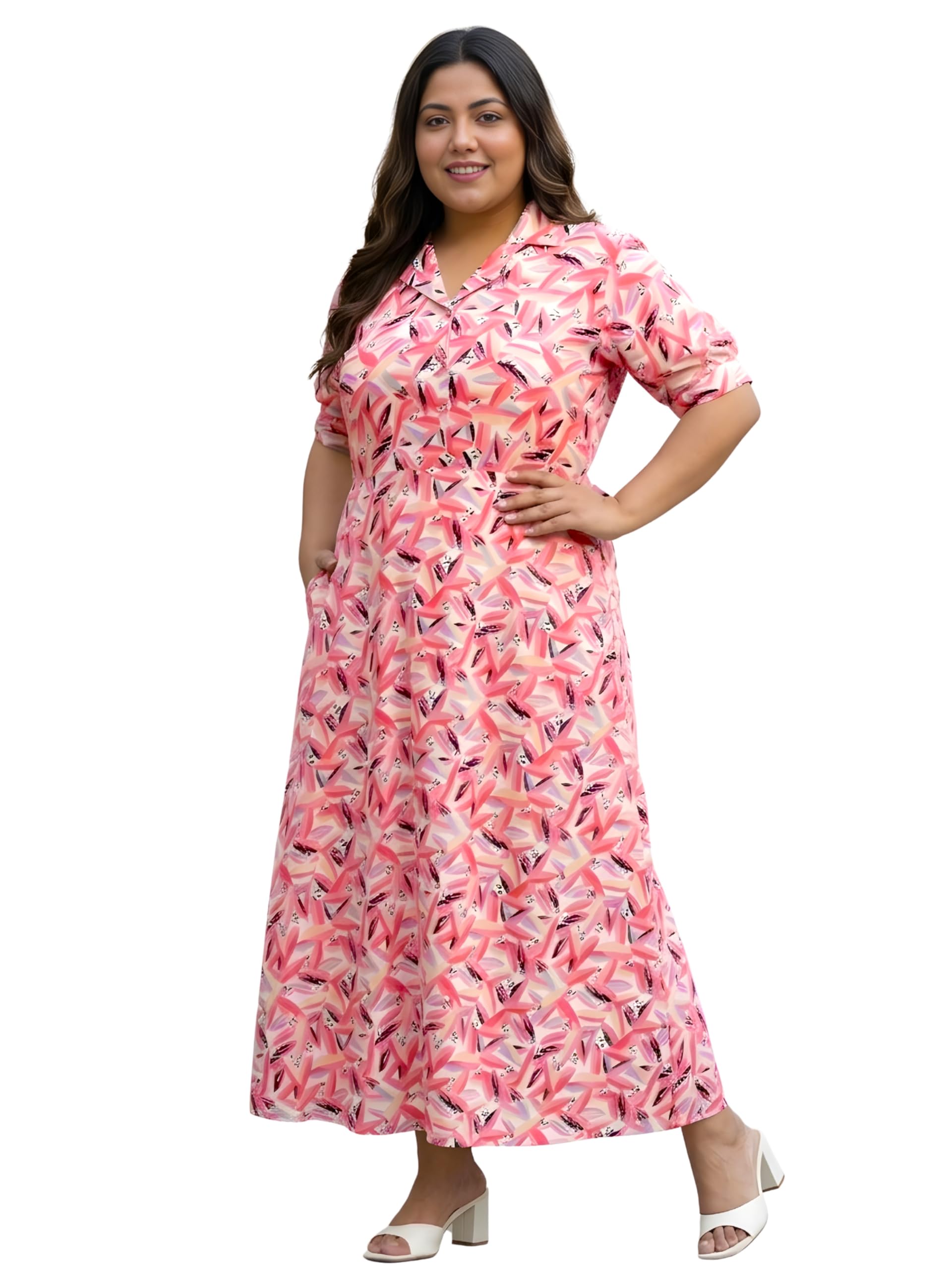 Indietoga Women's Floral Print Fit & Flare Long Maxi Dress (XL to 7XL)-picture-37