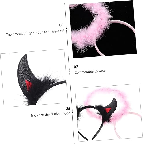 Miniatura 9 de NOLITOY 18 Pcs Halloween Headband Ox Horn Buckle Devil Horns Headband Horn Cosplay Headband Devil Headband Kids Hair Accessories Angel Headdress