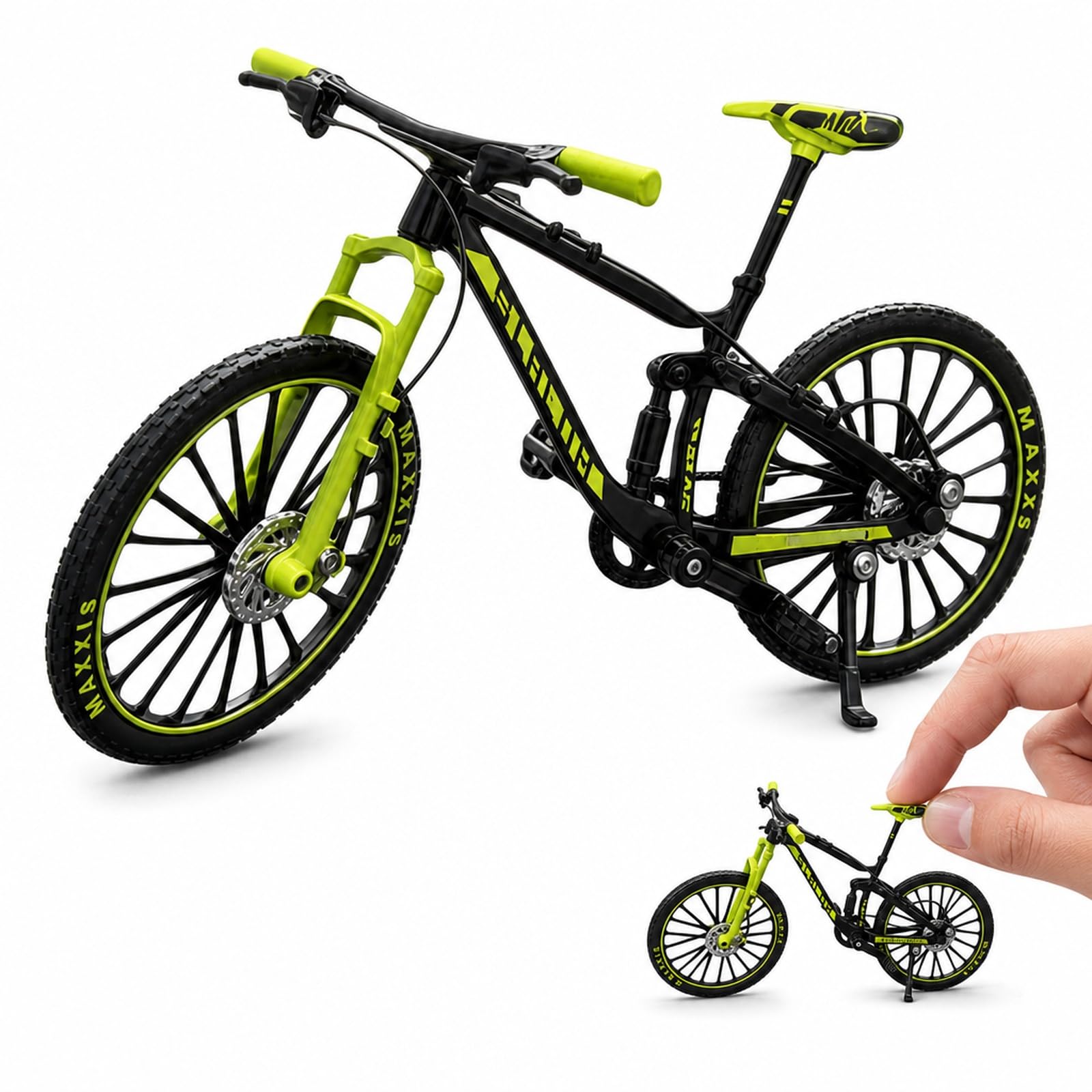 LIMZABE Finger Mountain Bike, Olive Green 1:10 Mini Bike Model
