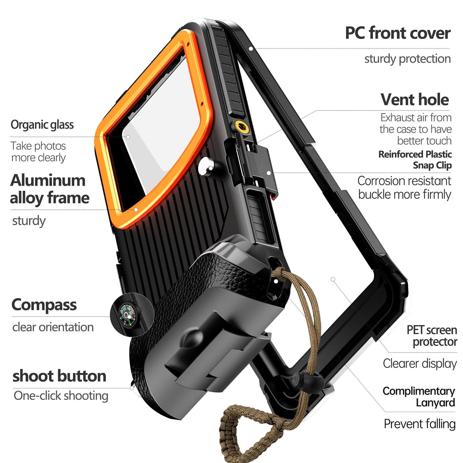 Custodia Impermeabile Clear Sight per cellulari Dotata Chiusura Rinforzata e Struttura antiappannamento destinata alla Custodia del Telefono per Immersioni e Snorkeling da 50 Piedi