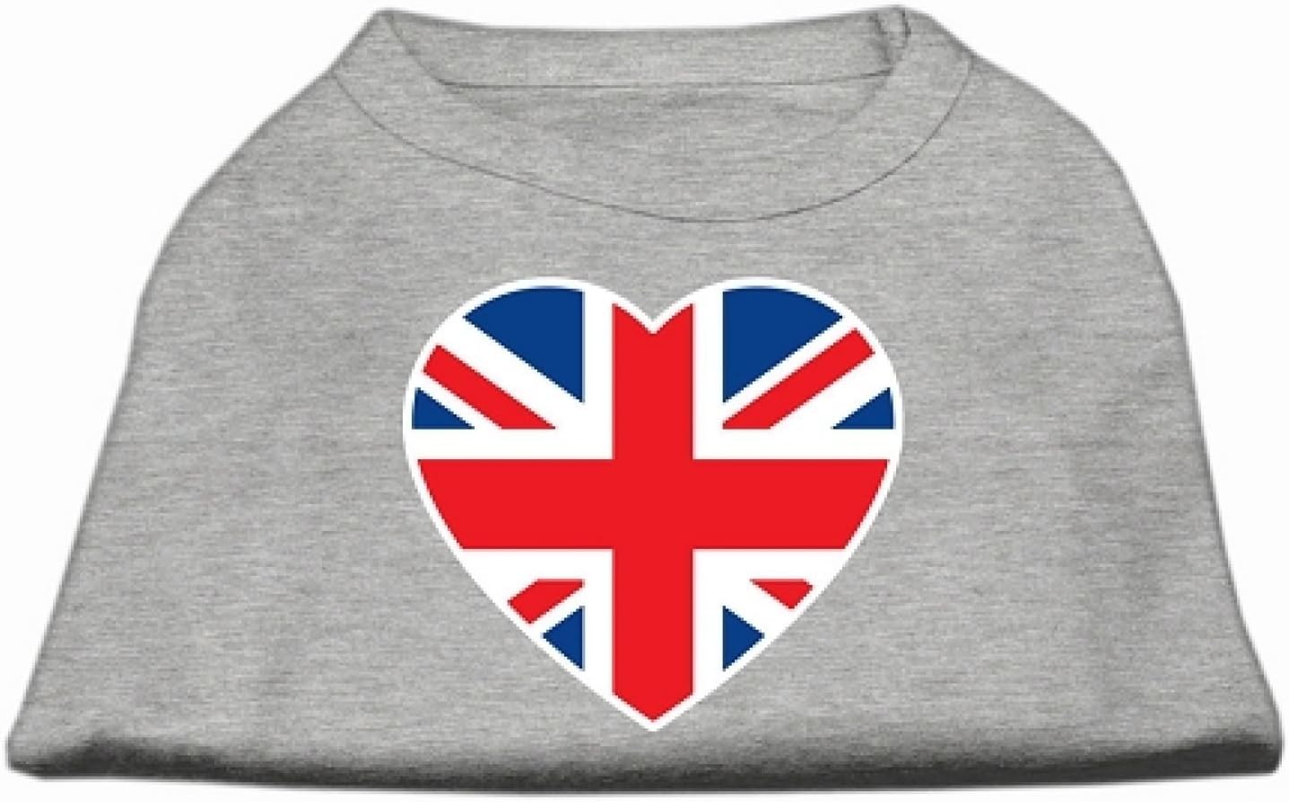 Mirage Pet Products British Flag Heart Screen Print Shirt, Large, Grey