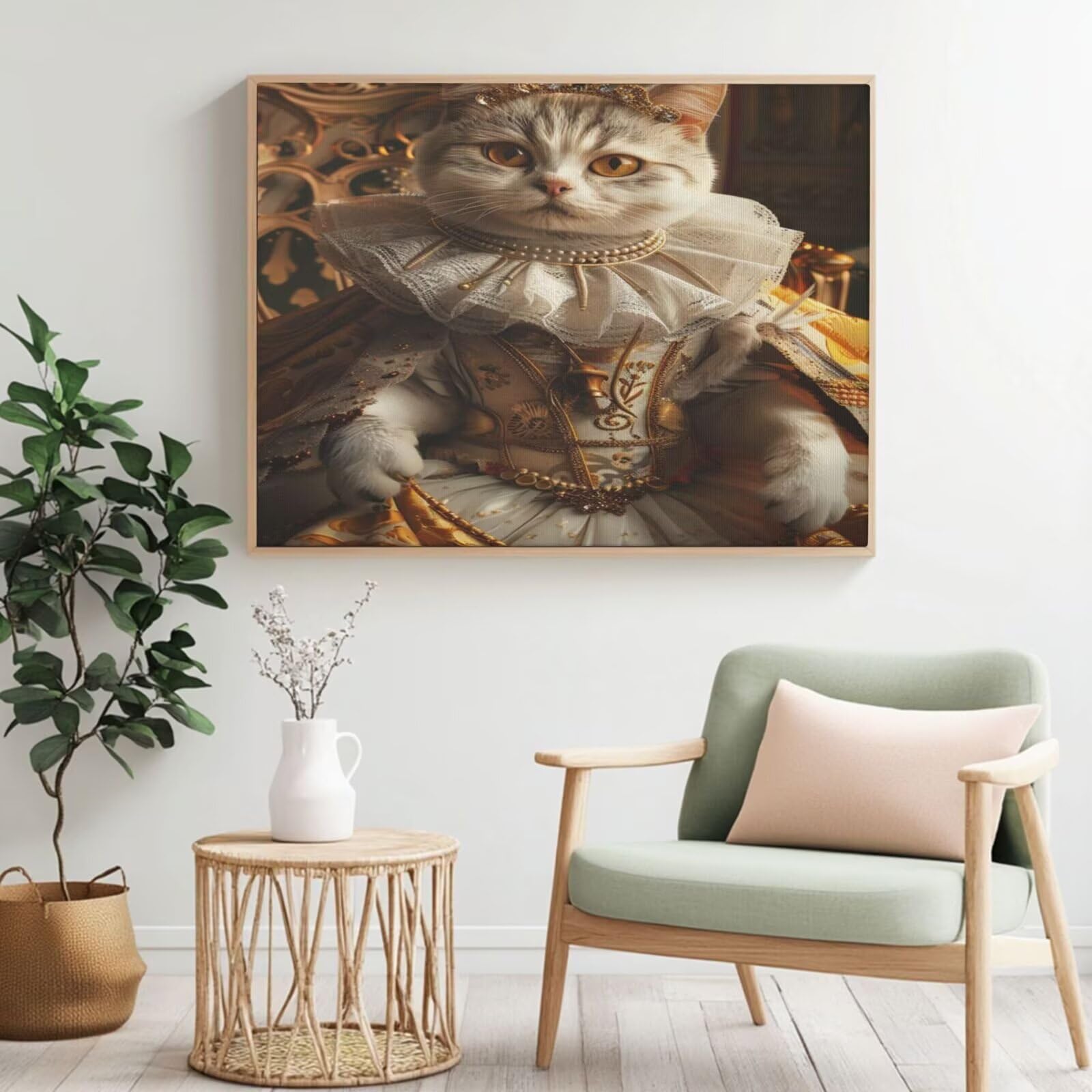 Kit per pittura con numeri per adulti, motivo: gatto, per principianti, pittura acrilica con 6 pennelli, kit di pittura a olio per decorazione da parete, 90 x