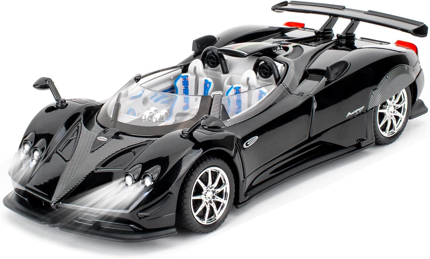 BDTCTK 1/24 Comapatible for Pagani Zonda HP Barchetta Model Cars Toy, Zinc Alloy Diecast Pull Back Toy Cars with Sounds and Lights Vehicles for Kids Boy Girl Gift (Black)