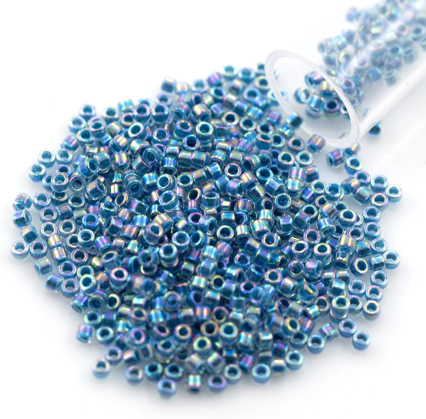 Miyuki Delica Seed Bead 11/0 Transparent Peacock Blue AB (18 Grams)