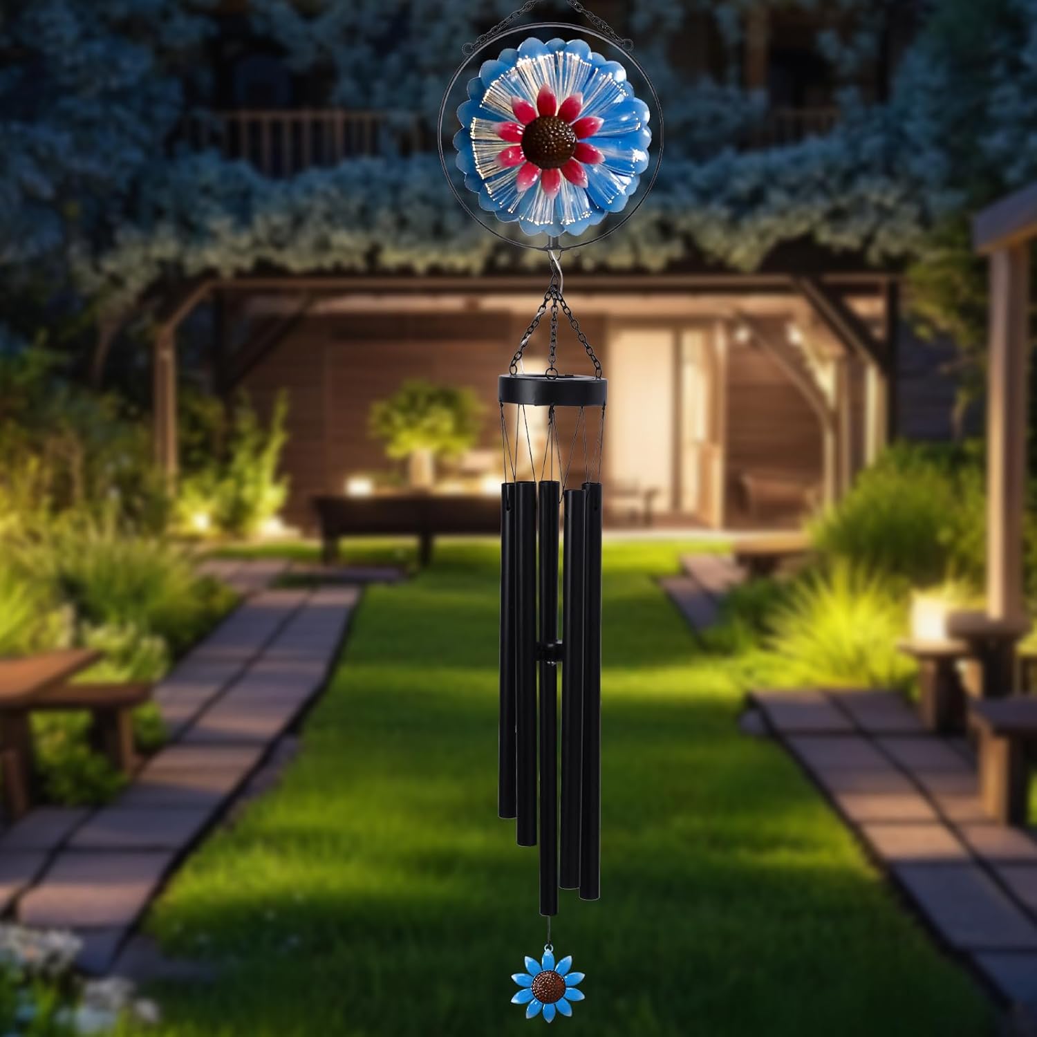 MUMTOP Solar Wind Chimes for Outside - Flower Deep Tone Wind Chimes Outdoor Unique, 41 Inch Windchimes Clearance for Garden, Patio,Yard Decor Gift - Image 8
