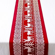 Chemin de Table Noël, Nappe Décoration Noël en Coton et Lin de Table Nappe Lavable pour Fête 28 * 270CM