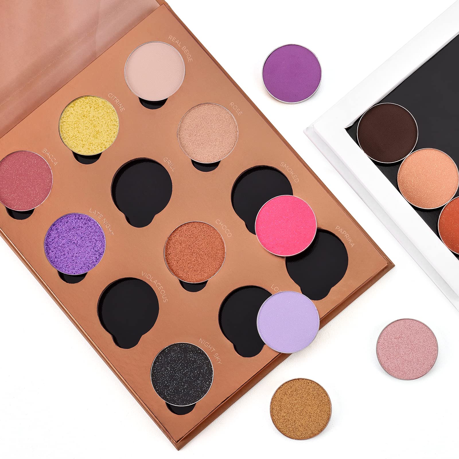 Eyeshadow Palette, BEPHOLAN 12 Colors DIY Eyeshadow,Refillable and Removable Eye Shadow With Magnetic Palette,Highly Pigmented, Professional Nudes Natural Bronze Neutral Smoky Cosmetic Eye Shadows,3