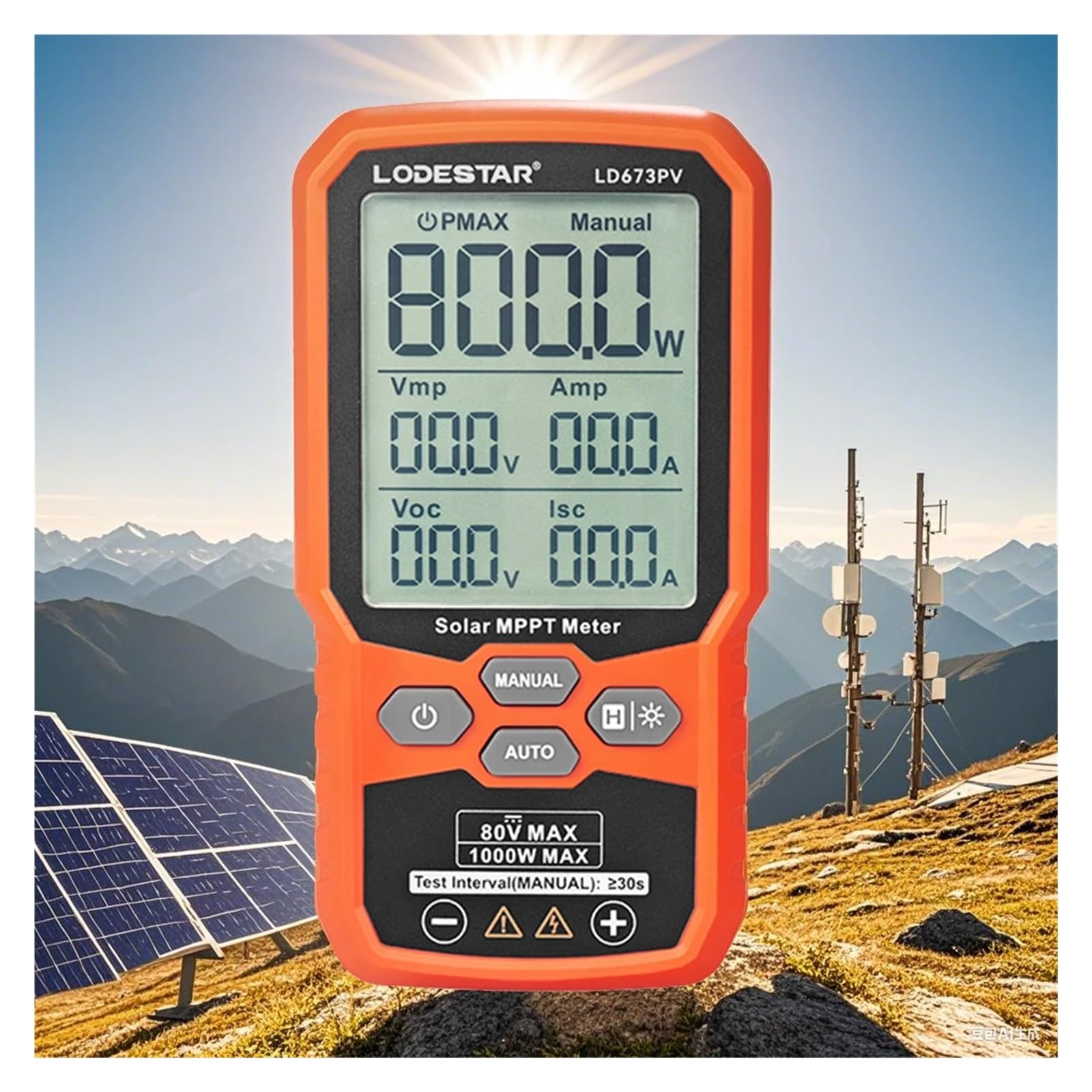 Misuratore MPPT Solare, inseguitore Solare fotovoltaico, multimetro Vmp Amp Voc Lsc PV, Tester for Pannelli fotovoltaici a Potenza Massima