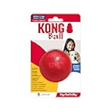 Ball with Hole - Durable Dog Fetch Toy for Training, Interactive Playtime & More - Classic KONG Natural Rubber Ball - Red - For Large/Medium Dogs