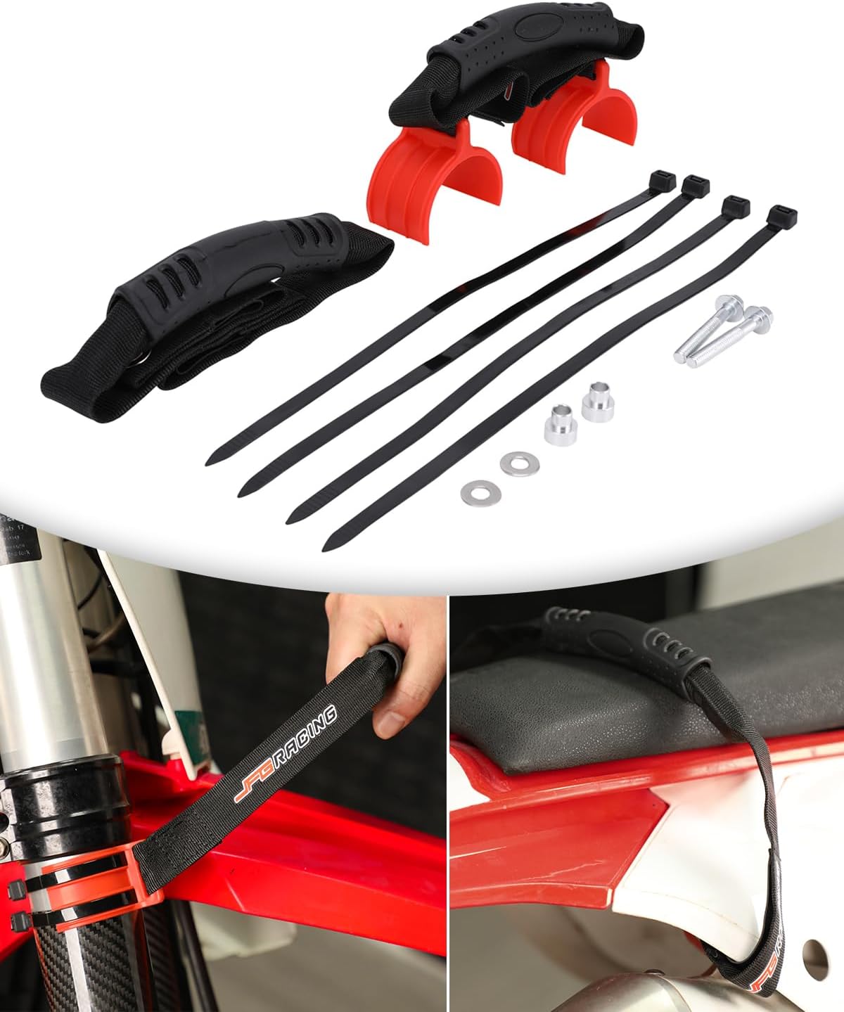 Amazon.com: JFG RACING Motorcycle Front & Rear Rescue Lift Strap ...