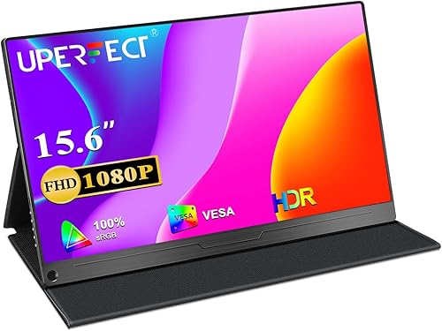UPERFECT Monitor portátil, 15.6 pulgadas IPS HDR 1920 x 1080 FHD pantalla de viaje para el cuidado de los ojos, monitor de juegos USB C, monitor