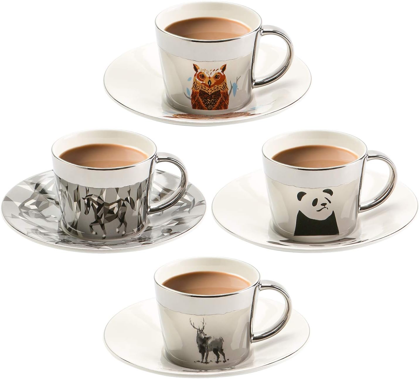 Mirage Mirror Cups Creativity Coffee Cup and Saucer Set of