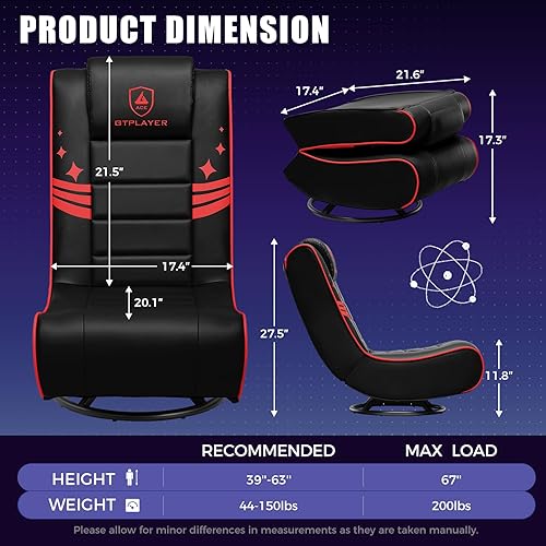 Miniatura 3 de GTPLAYER Silla de juego de piso plegable giratoria para niños y niños, asiento cómodo para videojuegos con 360 multiusos para jugadores, dormitorio