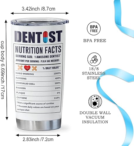 Miniatura 5 de Vaso de regalo para dentistas de 20 onzas, regalos de dentista para mujereshombres, regalos dentales para compañeros de trabajo, asistentes de