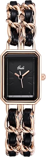 Gosasa Reloj de vestir elegante para mujer, con cadena trenzada, a la moda, cuadrado, retro, minimalista, analógico, de cuarzo, impermeable, para