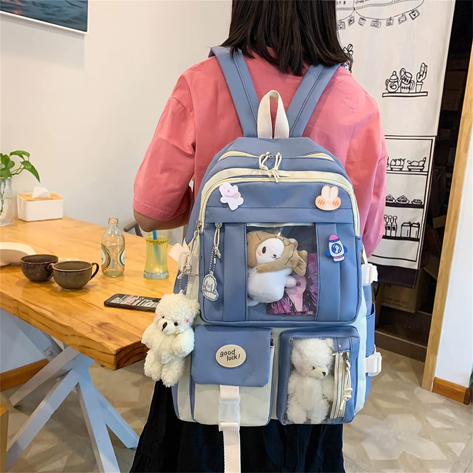 Amazon.com | Kawaii Backpack 5Pcs School Backpack Aesthetic 