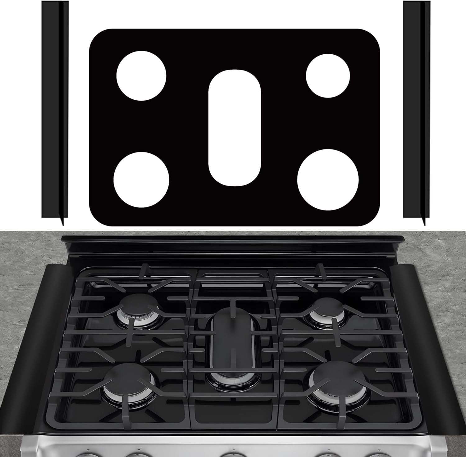 Stove Burner Covers - Reusable Stove Cover For 30 Inch LG Gas Range Model LRG3093 LRG3095 LRG3061 LRG3193 - Non-Stick Washable Stove Top Cover With 2Pcs Stove Gap Covers For 30 LG Stove Top Protector