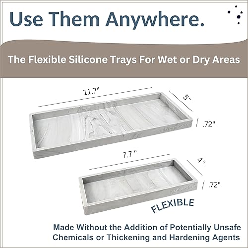 Miniatura 151 de Bandeja de encimera y tocador, 2 bandejas pequeñas de silicona de 7.7 pulgadas, bandeja de jabón de cocina, soporte para jabón de cocina, Gris