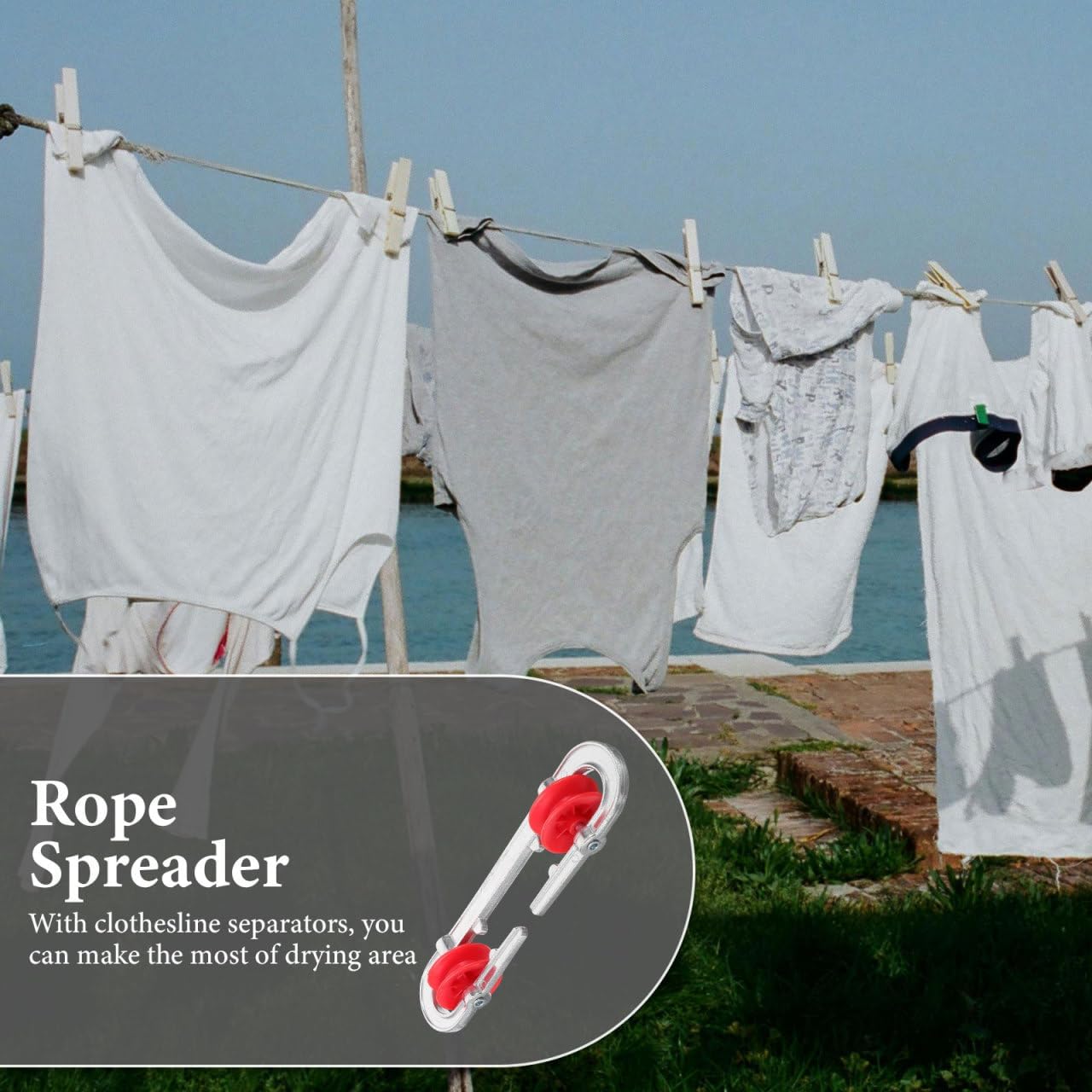 Clothes Line Wire Spreader Reusable Metal Clothesline Separator with Wheels for Optimal Space Utilization and Organization Indoor Outdoor Drying Areas