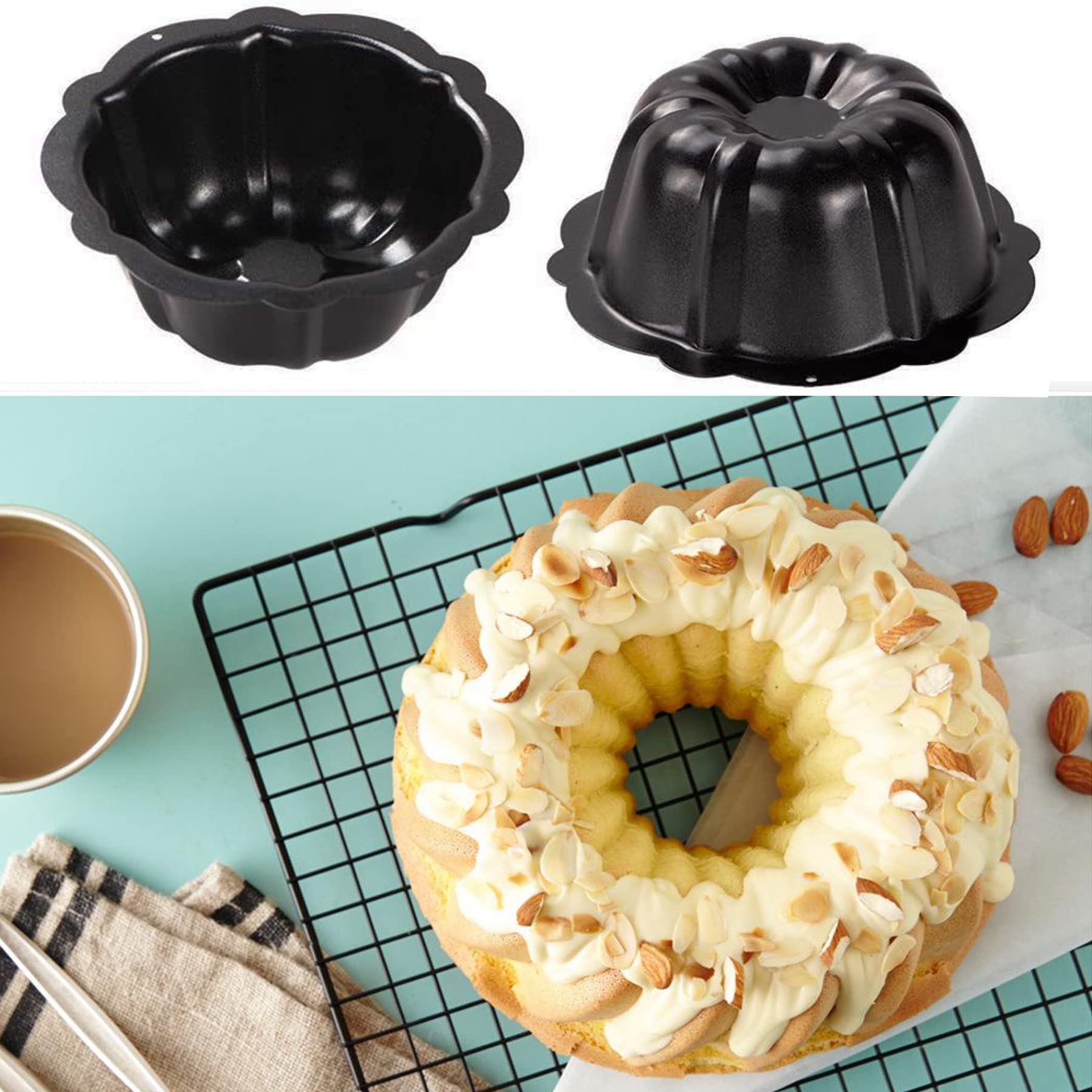 Inch Bundt Cake Pan Mini Bundt Cake Pan 4Inch, Nonstick Fluted