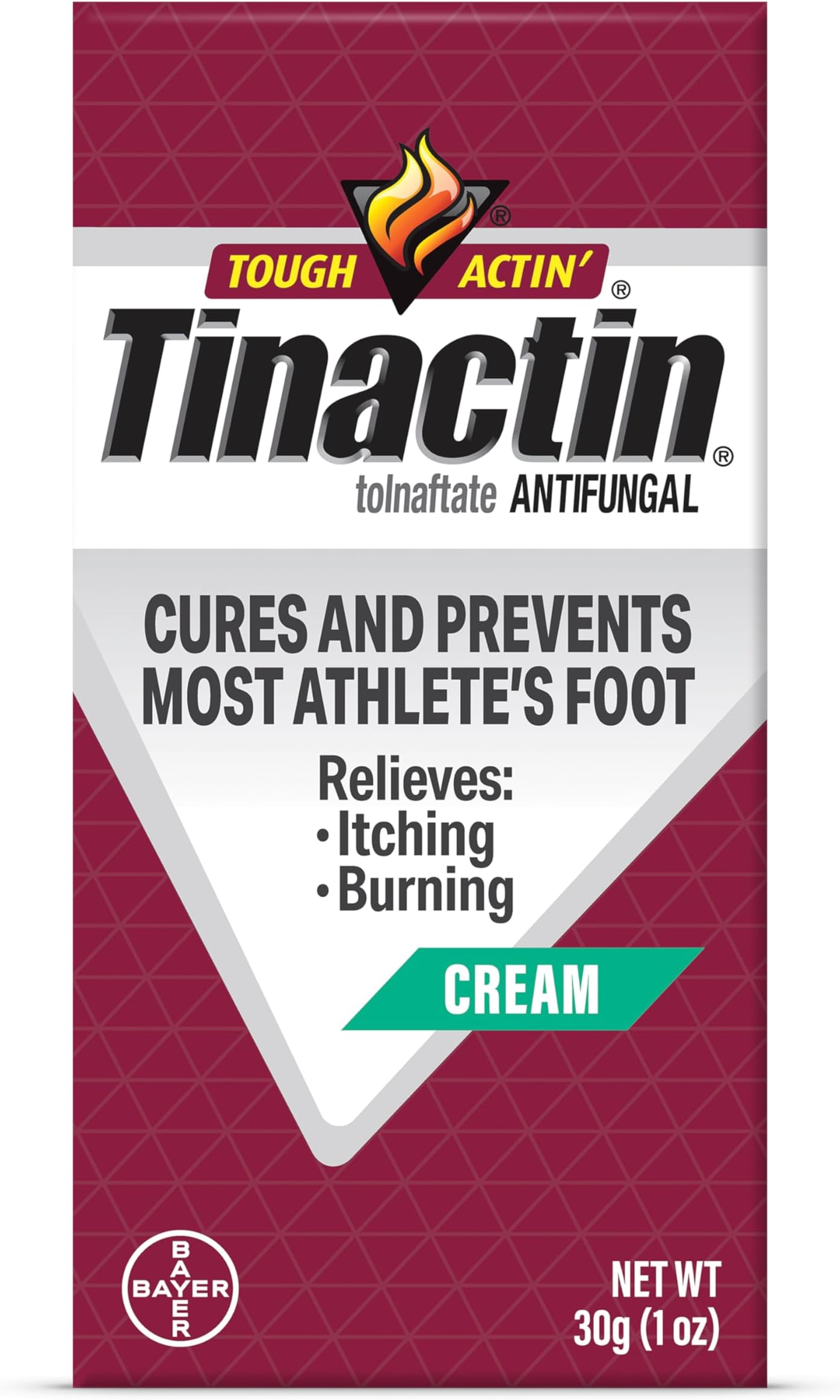 Tinactin Antifungal Cream, Athlete’s Foot Treatment, Tolnaftate 1%, Proven Clinically Effective on Most Athlete’s Foot and Ringworm, 1 Ounce, 30 Grams, Tube