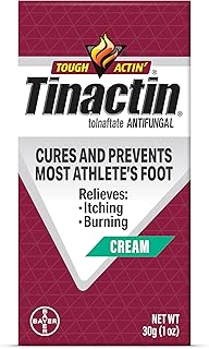 Tinactin Antifungal Cream, Athlete’s Foot Treatment, Tolnaftate 1%, Proven Clinically Effective on Most Athlete’s Foot and Ringworm, 1 Ounce, 30 Grams, Tube