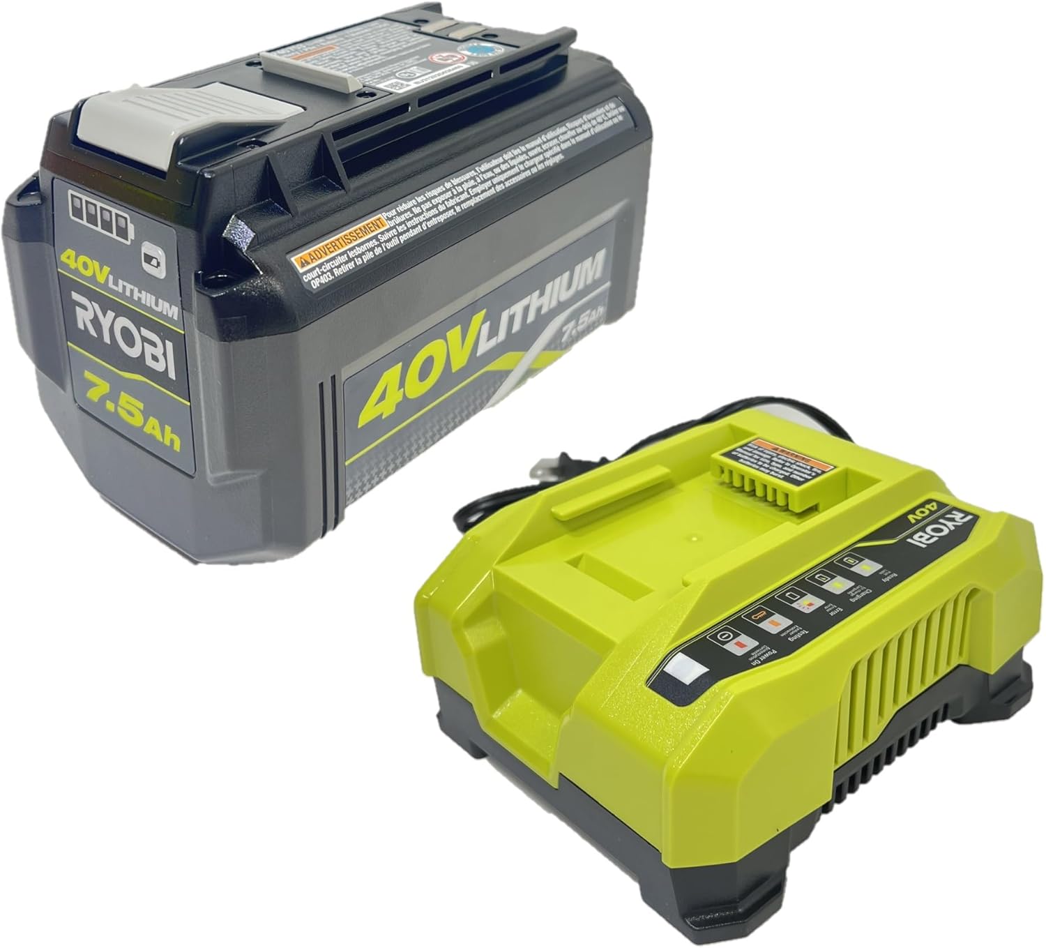Ryobi 40V 7.5 Ah High Capacity Battery and Charger Starter Kit, OP40753-06VNM