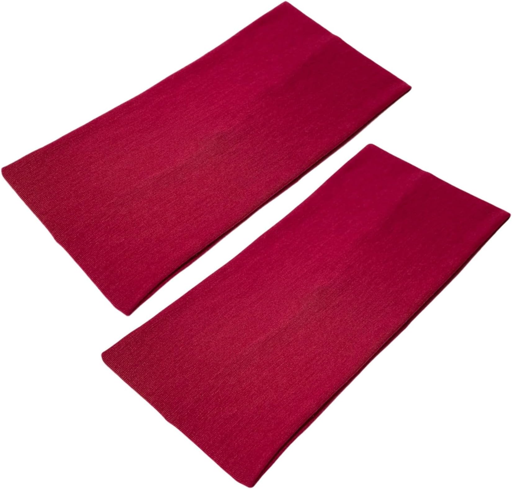 WESTEND CHOICE Extra Wide Headbands 11cm Plain Stretchy Kylie Head Band 2 Pack Unisex Bandeau Headbands for Women & Men Soft Hairbands Yoga Bandana Headband (Burgundy)