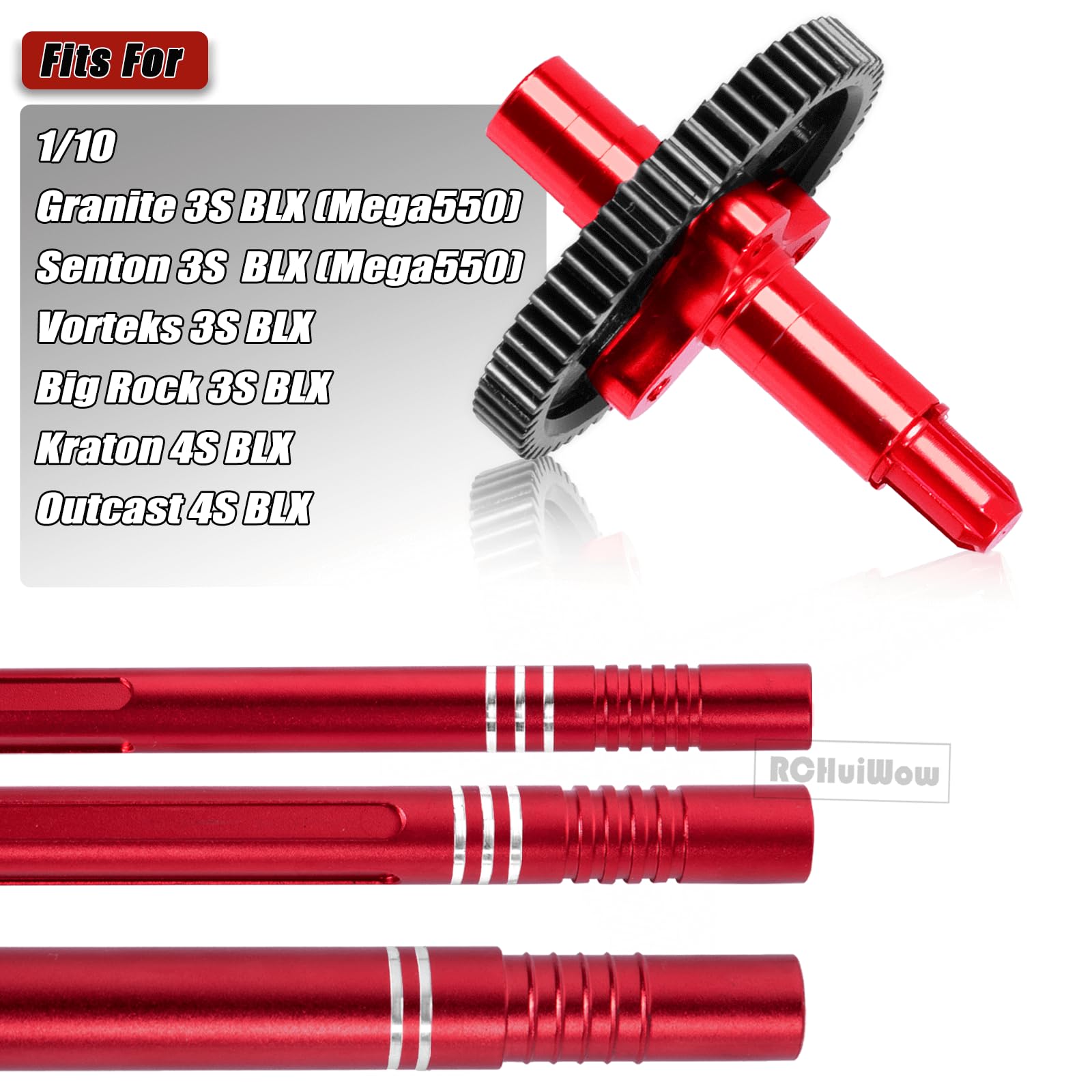 RCHuiWow RC 0.8Mod 57T Gear & Center Driveshaft Upgrades Part for 1/10 Granite Senton Vorteks Big Rock 3S/Kraton Outcast 4S,Metal 57T Slipper Clutch & Center CVD