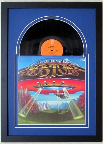 Marco LP para álbum de discos con diseño de caja de juke mate azul oscuro y un marco de madera maciza (marco negro)