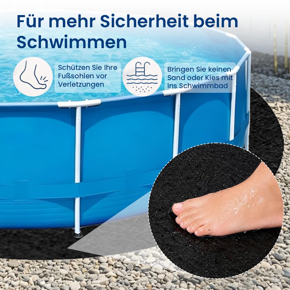Pool Unterlage Rund 370CM, Pool Unterlage Outdoor 200g/m² | Faltbarer Wasserabsorbierende Wasserdichte Pool Bodenschutzmatte, Poolmatten Schutzboden, Pool Matten Untergrund
