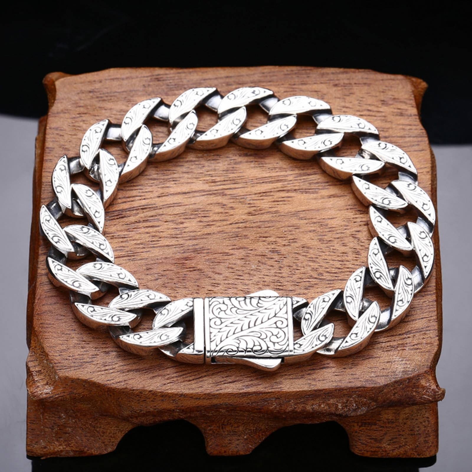 Epinki Herren S925 Silber Armreifen Weinstock Kubanerkette Armbänder