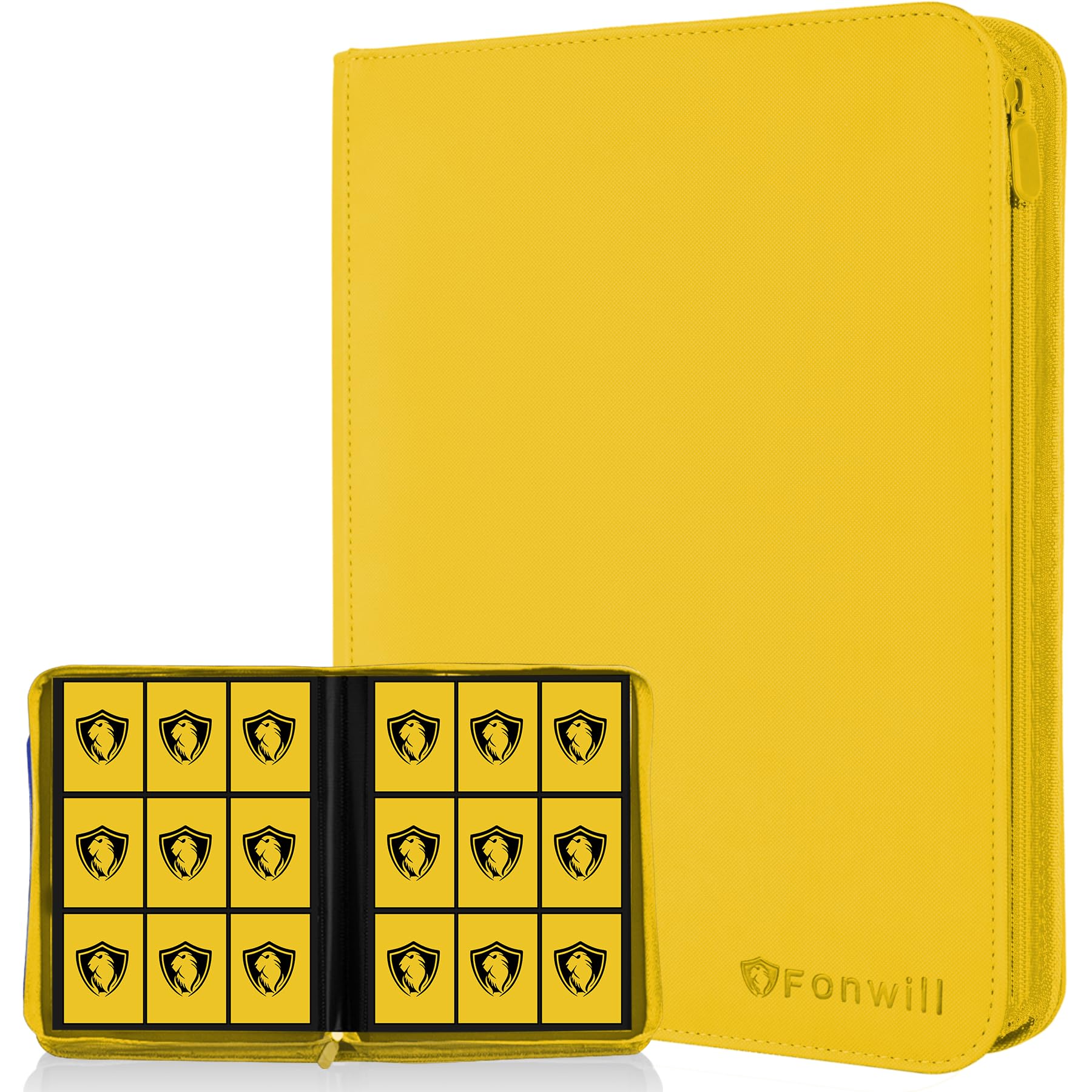9 Pocket Card Binder, Premium Zip Trading Card Binder, 360 Double Sided Pocket PU Collection Binder, Collector Album, Card Folder for MTG, TCG, Sports Cards, (Yellow) — image 1