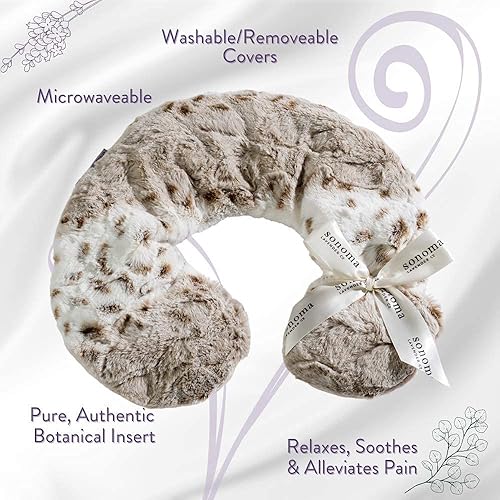Miniatura 3 de Sonoma Lavender Almohada de cuello calentablerefrigerable de lavanda de lujo, apta para microondas para cuello y hombros con fundas extraíbles