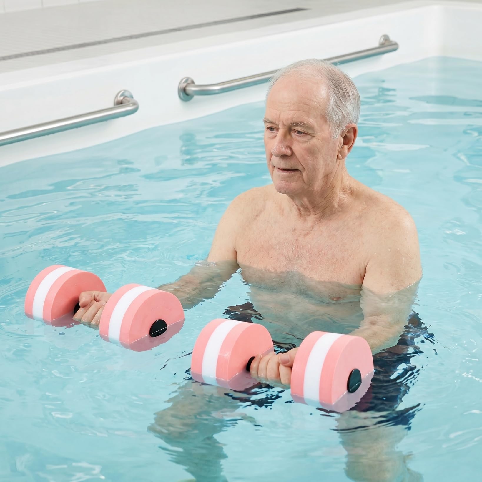 SEWACC Lot de 2 haltères aquatiques légers en mousse EVA pour exercices aquatiques pour piscine, fitness, aérobic (rose)