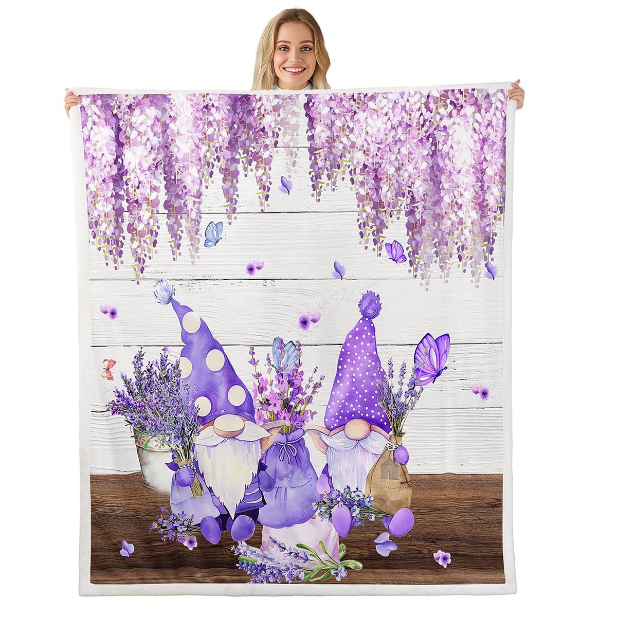 Couverture polaire douce gnomes anti-transpiration pour lit