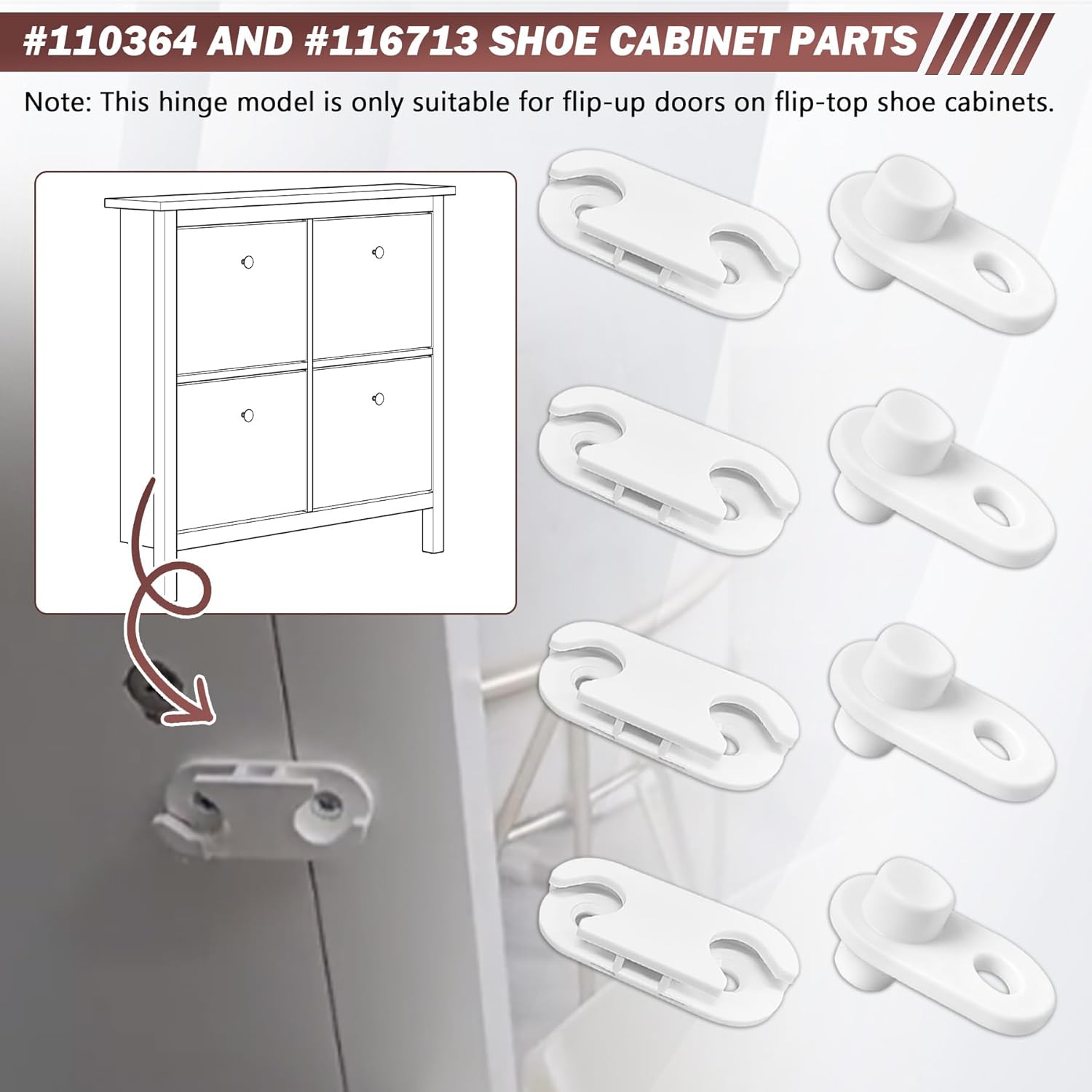 シューズキャビネット部品 IKEAパーツ#110364と#116713(110364と116713(4パック))の交換用。