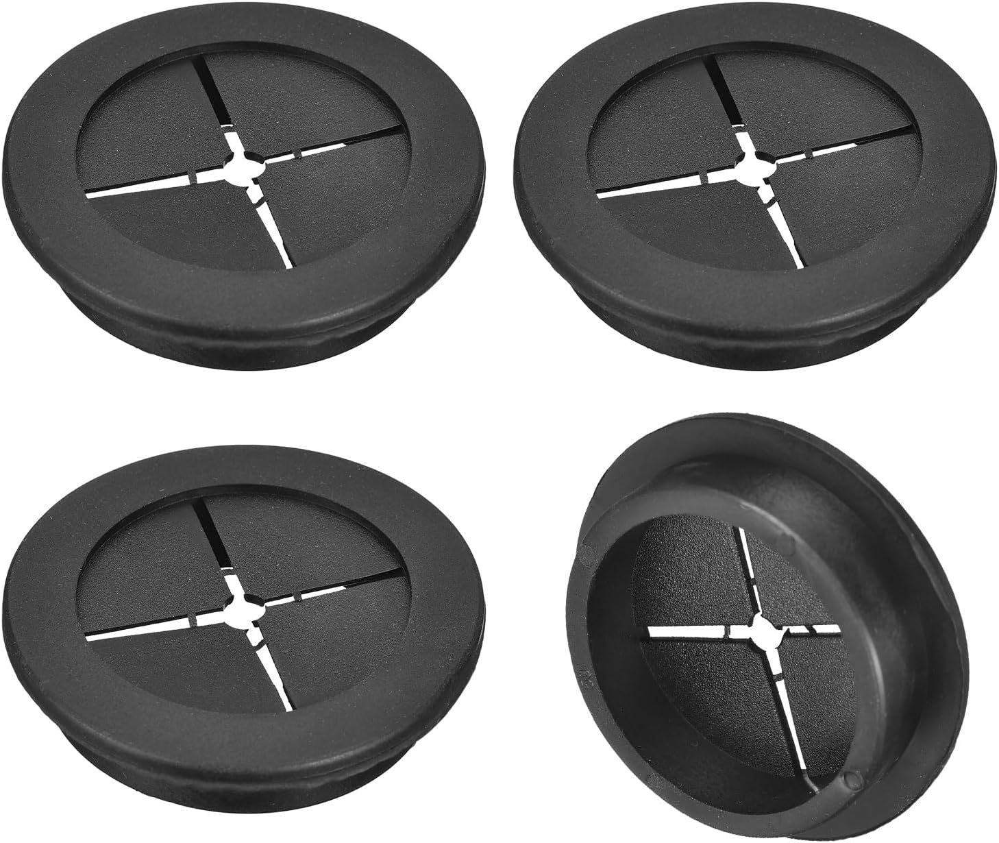 uxcell 4 Pcs Cable Cord Grommet, 2 Inch (50mm) Desk Grommet Flexible Rubber Grommets Wire Hole Cover Pass Through for Office Computer Desk Wire Organizer, Black