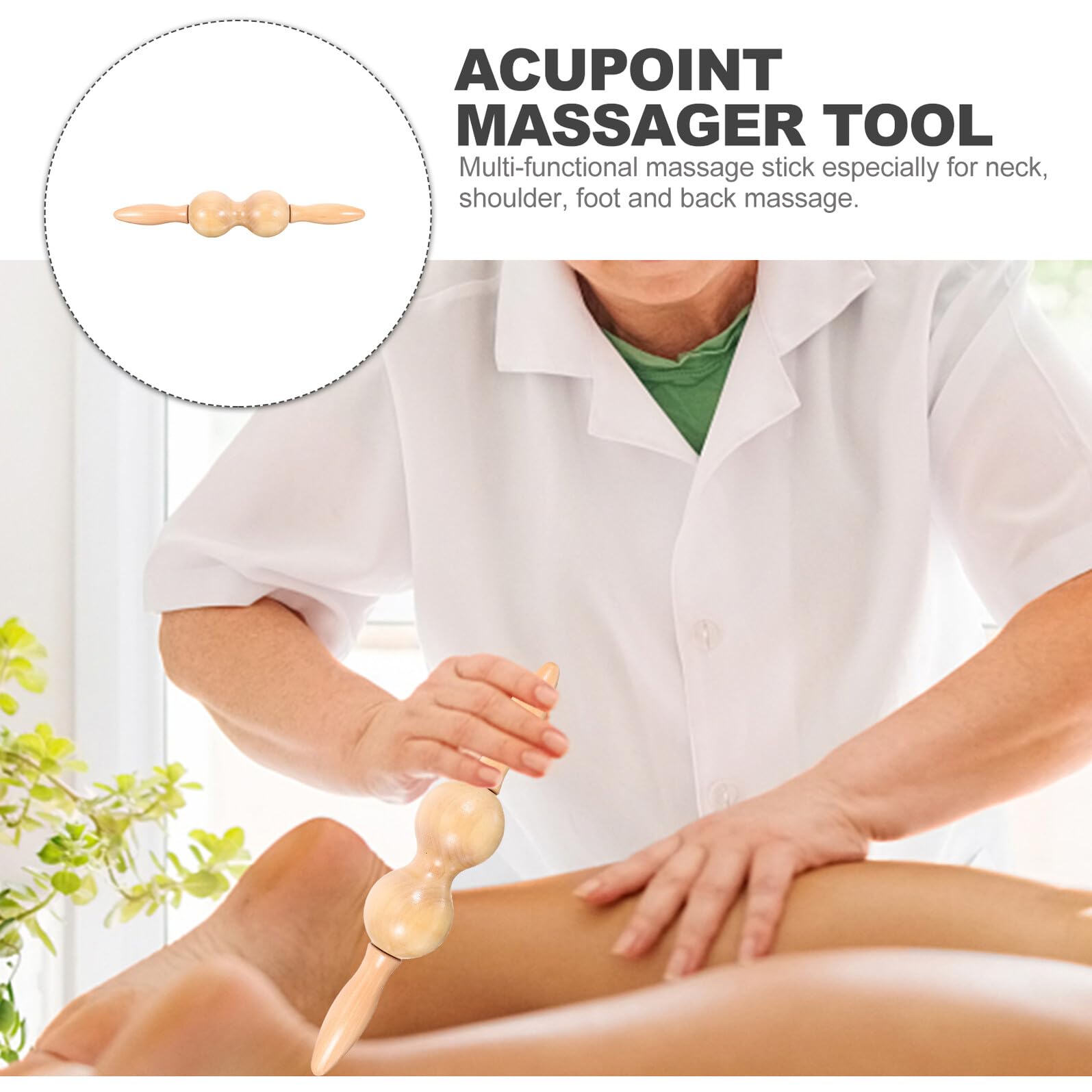 Herramienta Masaje Corporal de Madera Duradera Masajeador Acupuntura Portátil para Pies y Cuerpo Tensión y Circulación