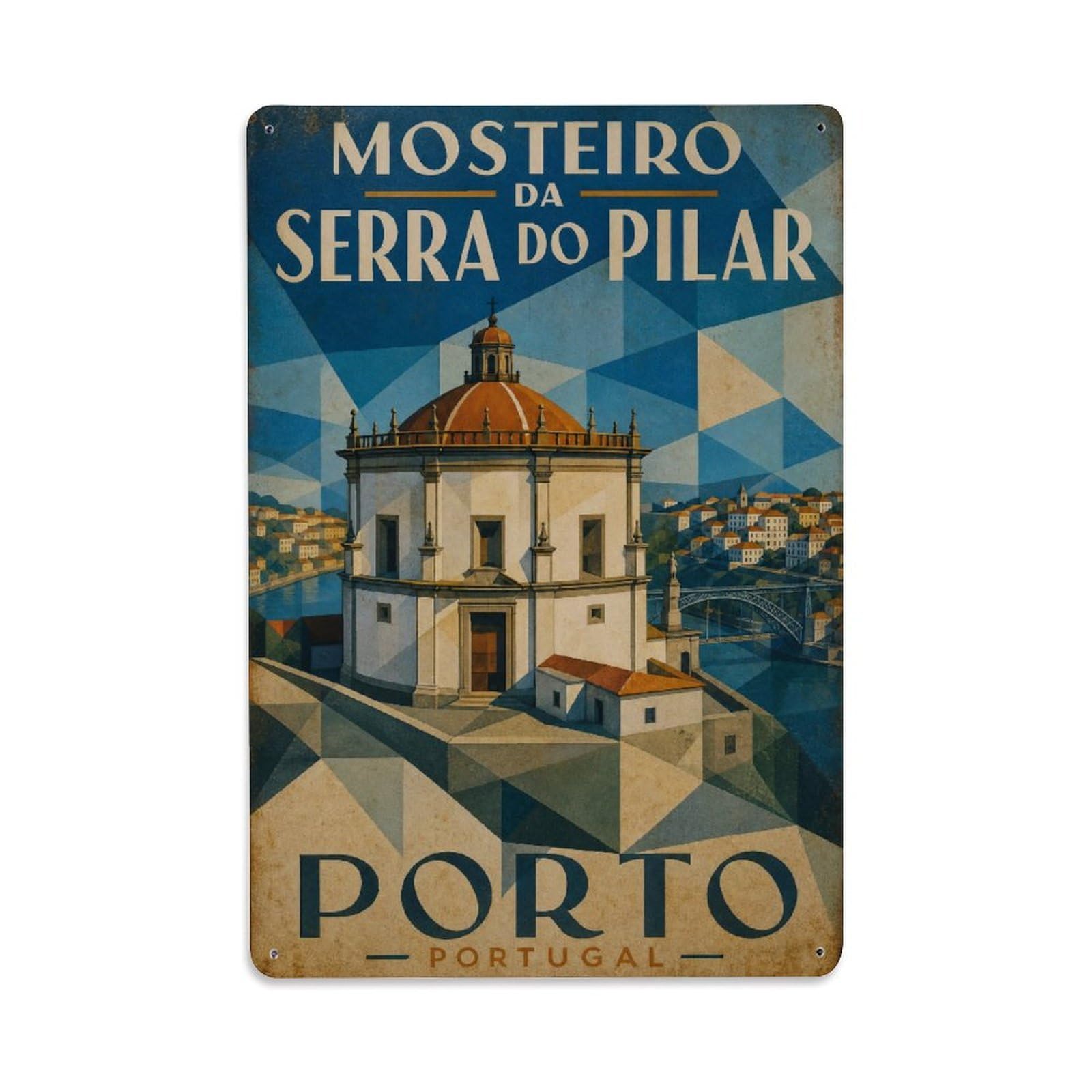 Huiyhb 8X12inch(20X30cm) Vintage Travel Mosteiro Serra Pilar Monastery Portugal Metal Tin Sign