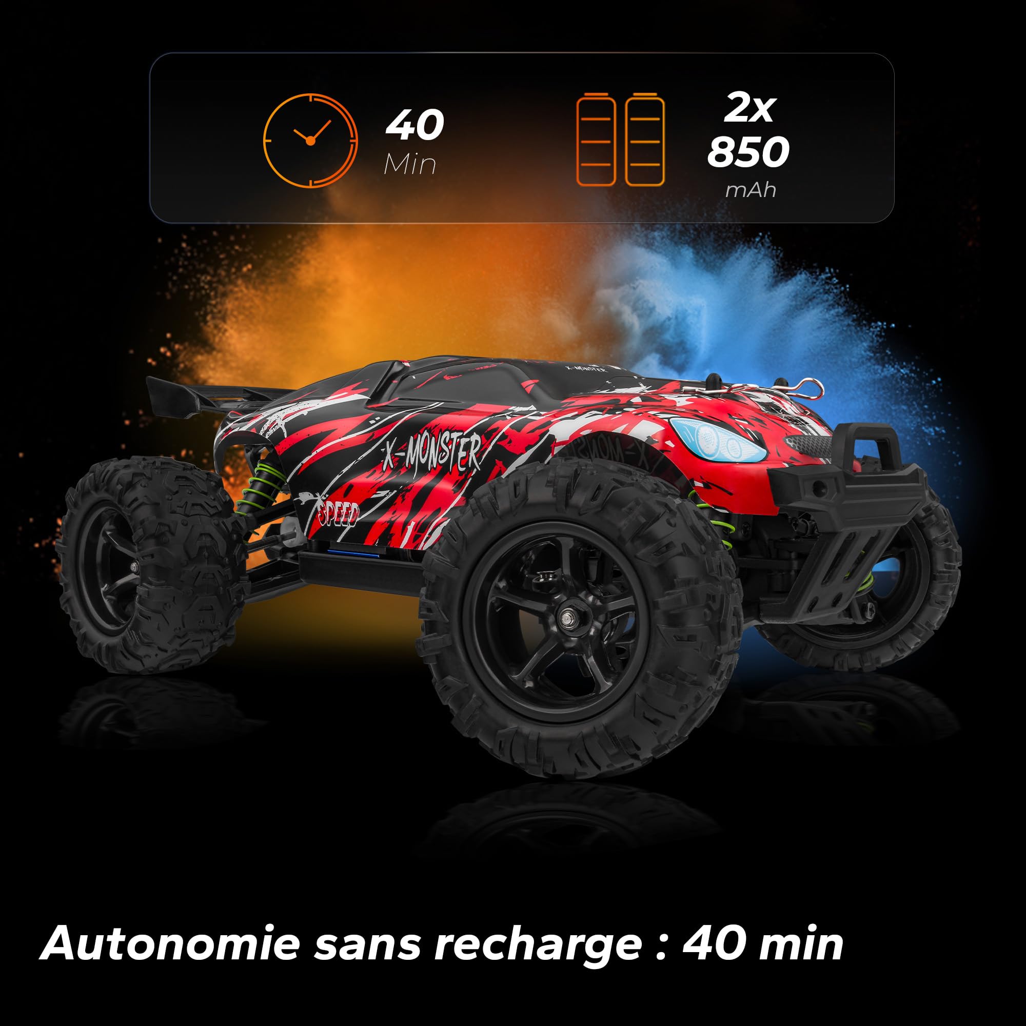 Overmax X-Monster 3.5 Voiture télécommandée Portée de 100 m Grande Vitesse Jusqu’à 45 km/h Suspension 4x4 Structure renforcée sans Charge Jusqu’à 40 Min