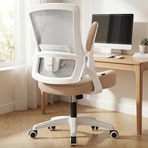 NEO CHAIR Office Desk Chair High Back Mesh Chair Adjustable Lumbar, Beige