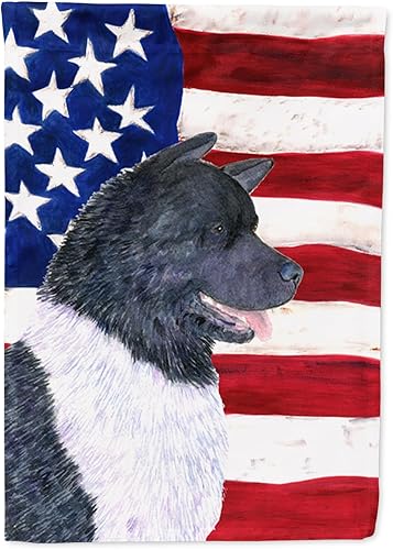 Miniatura 190 de Caroline's Treasures SS4017GF Bandera de Estados Unidos con Bulldog Inglés para jardín, bandera decorativa para patio exterior, patio, parterres,