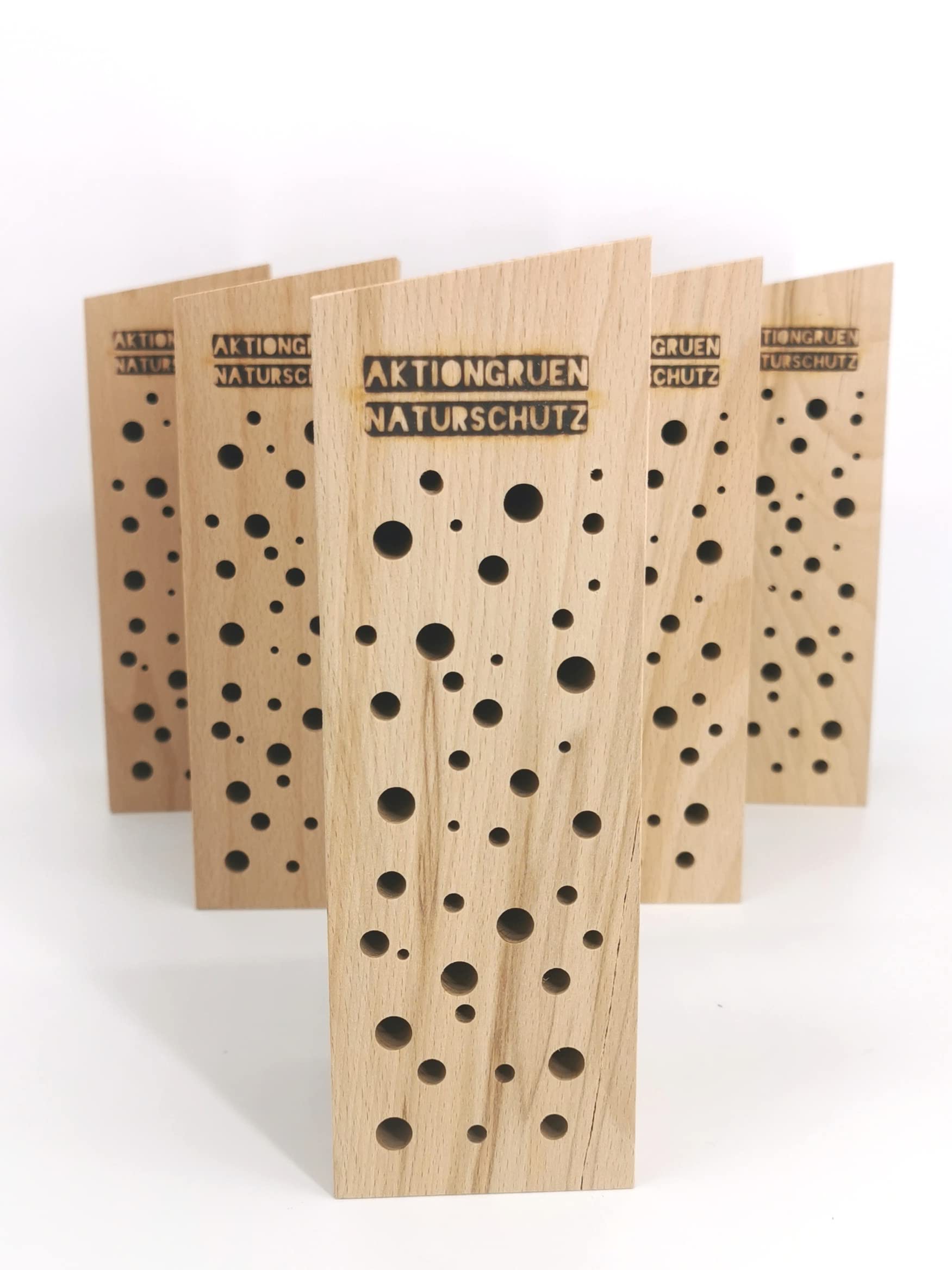 Insektenhotel/Bienenhaus/Nisthilfe aus Buche Massivholz für Wildbienen & solitär lebende Wespen